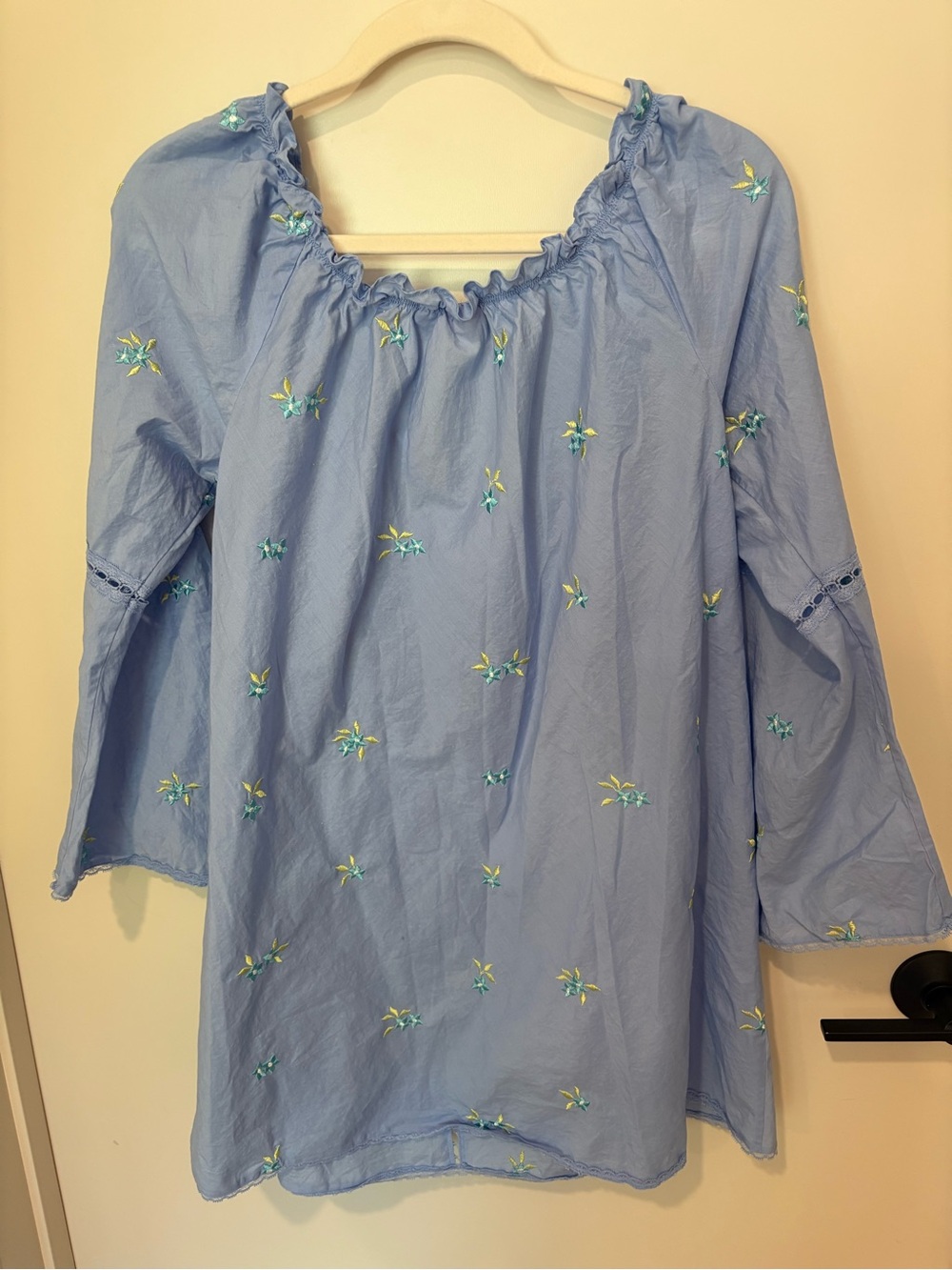 VNTG Y2K Victoria’s Secret Cotton Nightgown Embroidered Bell Sleeves Peasant M - Picture 11 of 11